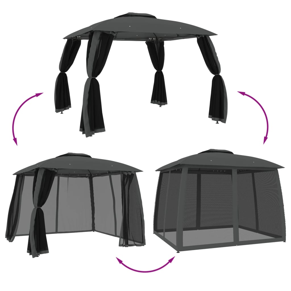 Pavėsinė su stogu ir sienomis, antracito, 2,93×2,93m, plienas Pavėsinė su stogu ir sienomis, antracito, 2,93x2,93m, plienas - Image 6