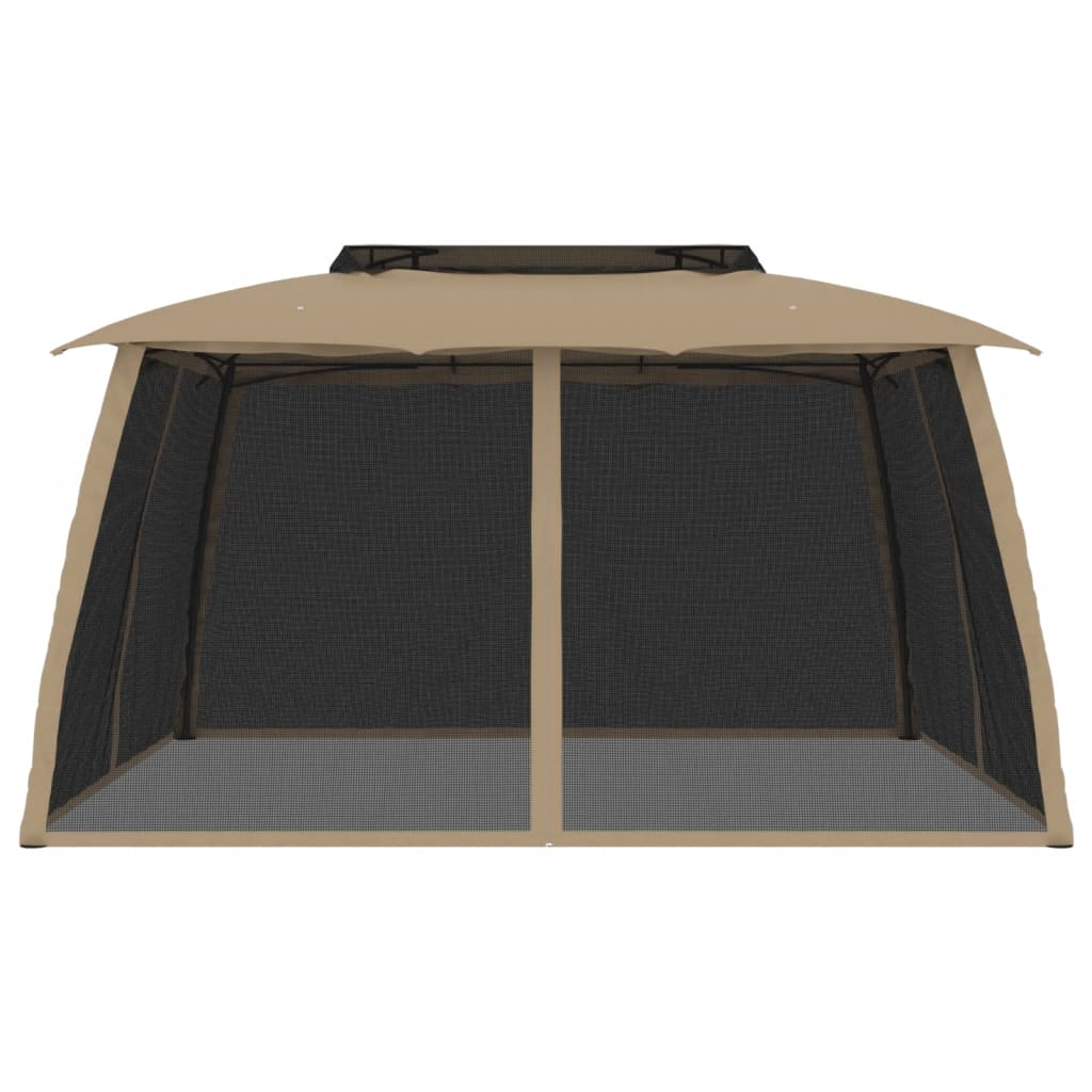 Pavėsinė su stogu ir sienomis, taupe, 3,93×2,93m, plienas Pavėsinė su stogu ir sienomis, taupe, 3,93x2,93m, plienas - Image 3