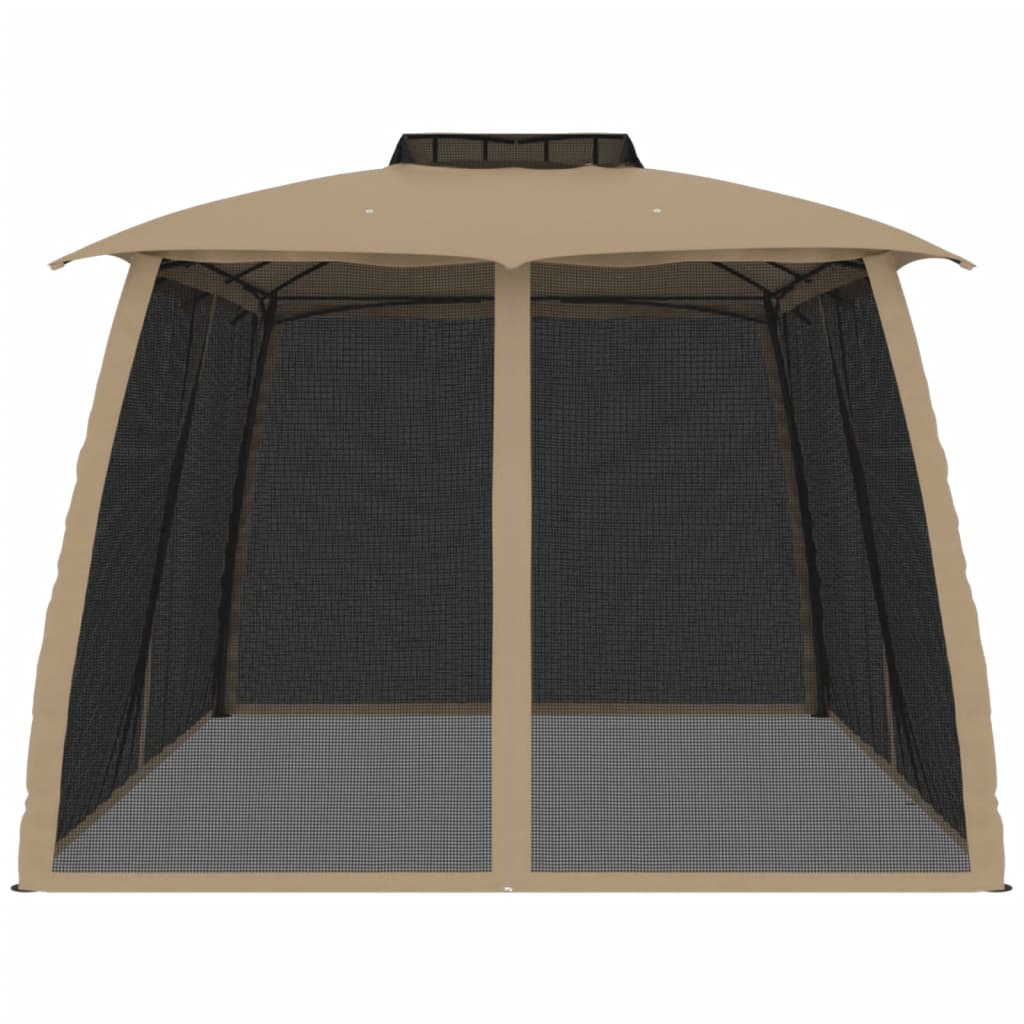 Pavėsinė su stogu ir sienomis, taupe, 3,93×2,93m, plienas Pavėsinė su stogu ir sienomis, taupe, 3,93x2,93m, plienas - Image 4