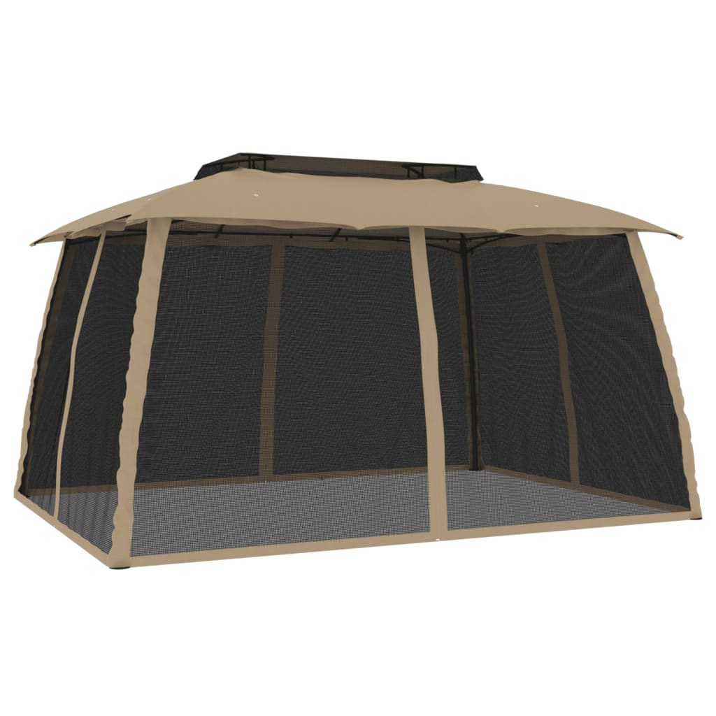 Pavėsinė su stogu ir sienomis, taupe, 3,93×2,93m, plienas Pavėsinė su stogu ir sienomis, taupe, 3,93x2,93m, plienas - Image 5