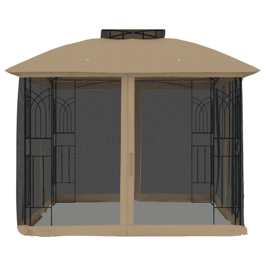 Pavėsinė su stogu ir sienomis, taupe, 2,94×2,94m, plienas Pavėsinė su stogu ir sienomis, taupe, 2,94x2,94m, plienas - Image 3