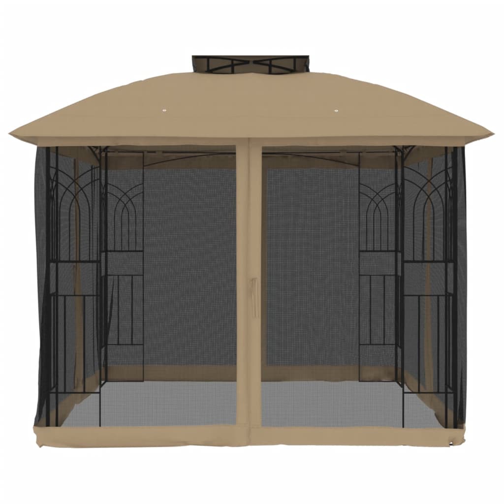 Pavėsinė su stogu ir sienomis, taupe, 2,94×2,94m, plienas Pavėsinė su stogu ir sienomis, taupe, 2,94x2,94m, plienas - Image 4
