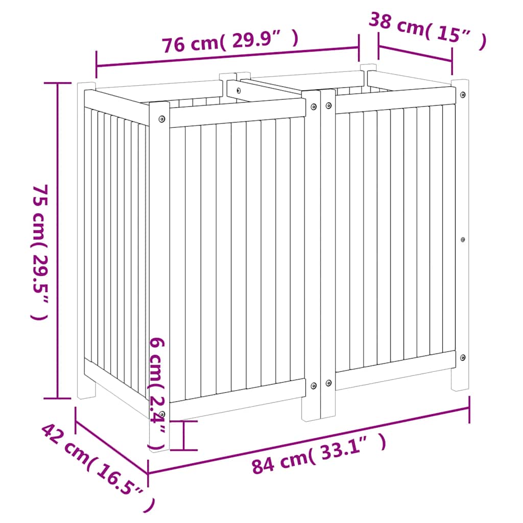 Sodo lovelis su įdėklu, 84x42x75cm, akacijos medienos masyvas Sodo lovelis su įdėklu, 84x42x75cm, akacijos medienos masyvas