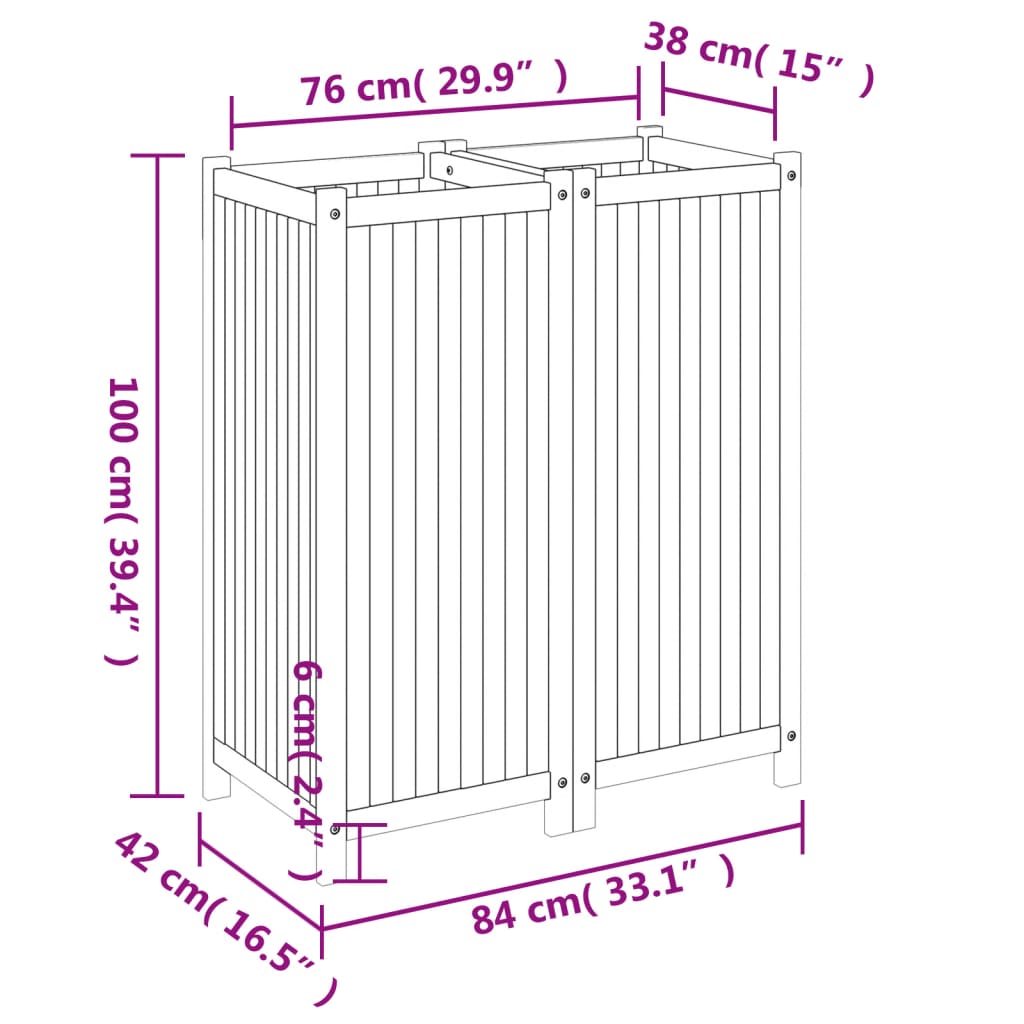 Sodo lovelis su įdėklu, 84x42x100cm, akacijos medienos masyvas Sodo lovelis su įdėklu, 84x42x100cm, akacijos medienos masyvas