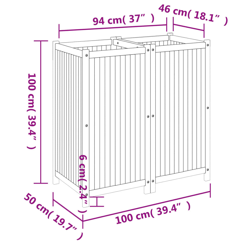 Sodo lovelis su įdėklu, 100x50x100cm, akacijos medienos masyvas Sodo lovelis su įdėklu, 100x50x100cm, akacijos medienos masyvas