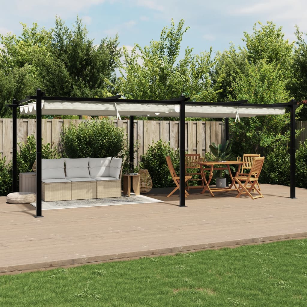 Sodo pavėsinė su ištraukiamu stogu, kreminės, 3x6m, aliuminis Sodo pavėsinė su ištraukiamu stogu, kreminės, 3x6m, aliuminis - Image 3