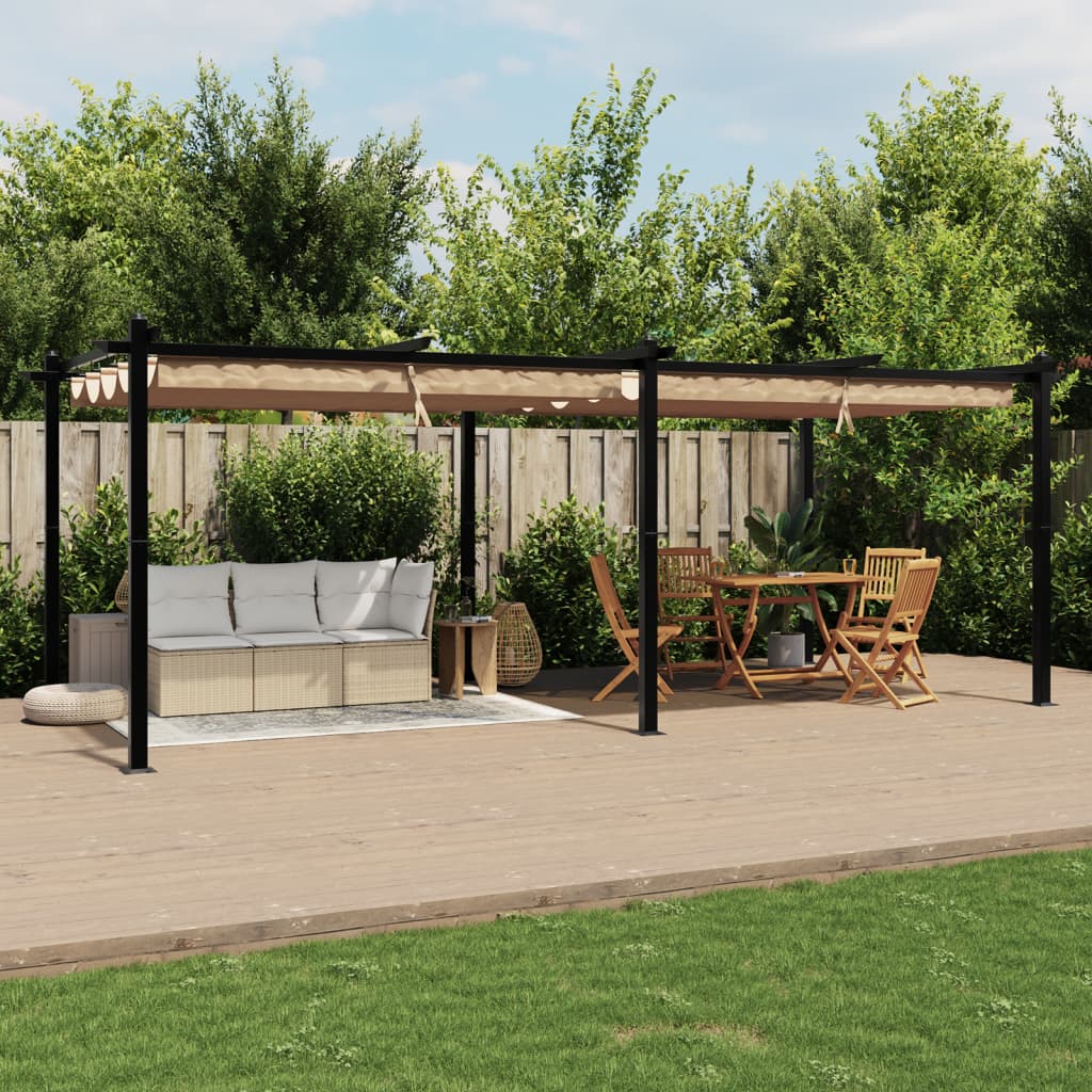 Sodo pavėsinė su ištraukiamu stogu, taupe, 3x6m, aliuminis Sodo pavėsinė su ištraukiamu stogu, taupe, 3x6m, aliuminis - Image 3