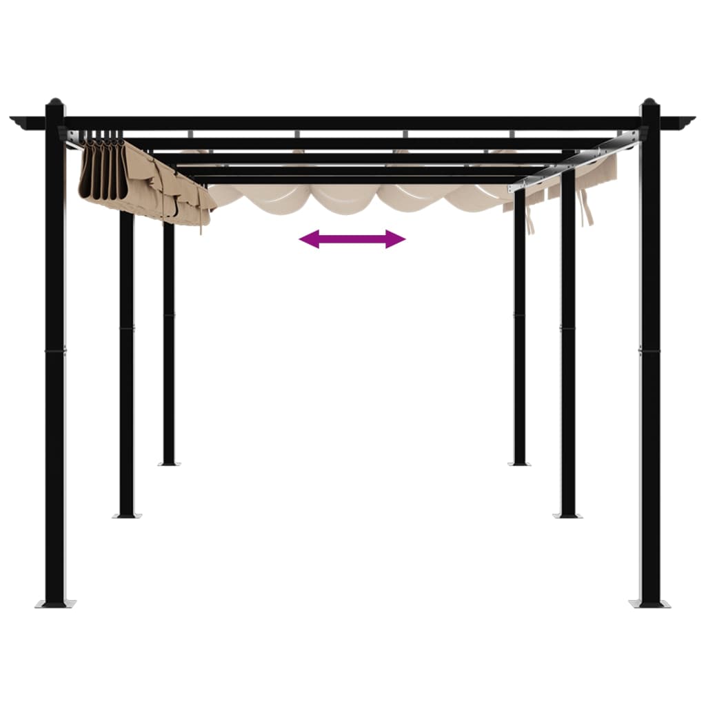 Sodo pavėsinė su ištraukiamu stogu, taupe, 3x6m, aliuminis Sodo pavėsinė su ištraukiamu stogu, taupe, 3x6m, aliuminis - Image 7