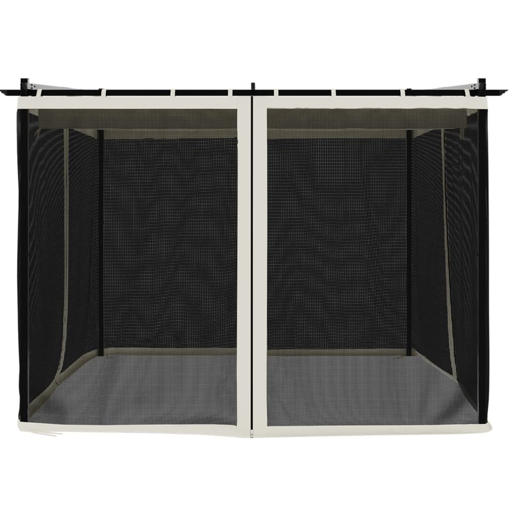 Pavėsinė su tinklelio sienelėmis, kreminės, 3x3m, plienas Pavėsinė su tinklelio sienelėmis, kreminės, 3x3m, plienas - Image 4
