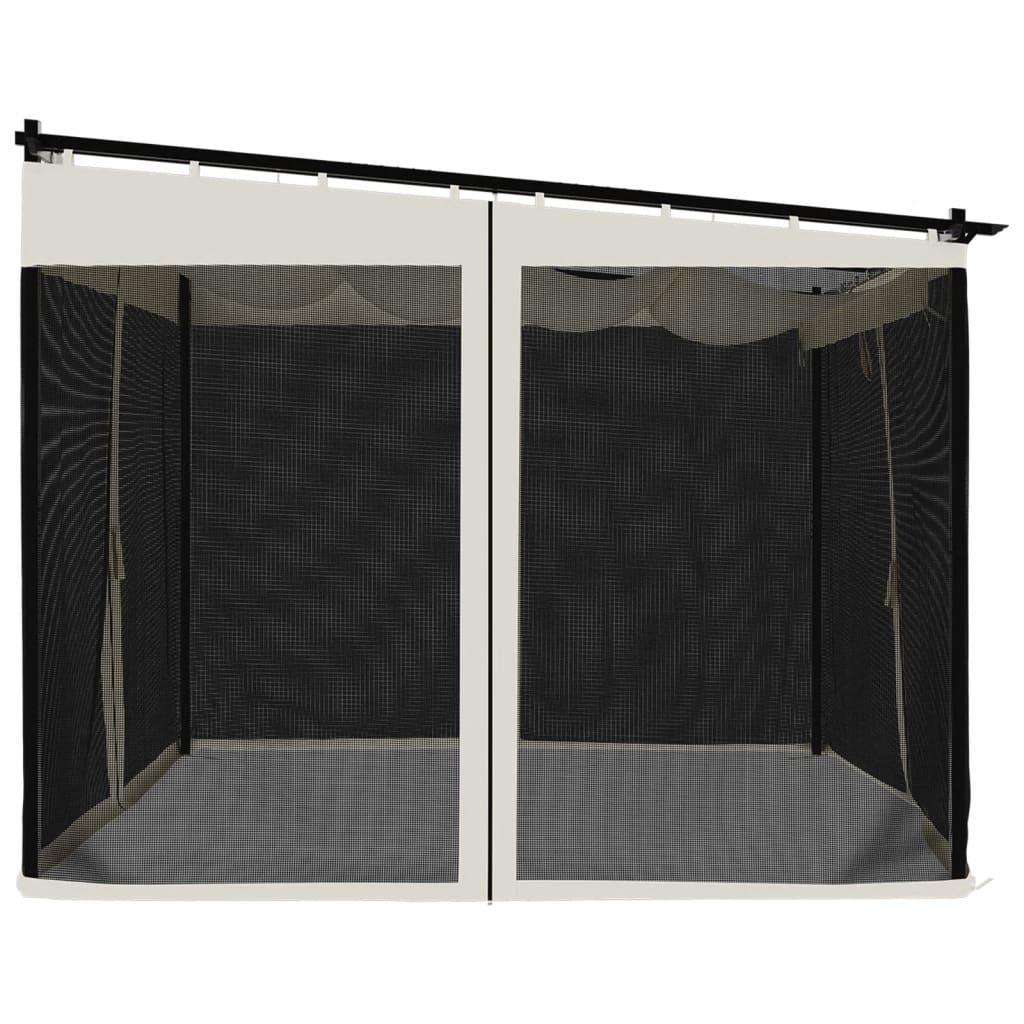 Pavėsinė su tinklelio sienelėmis, kreminės, 3x3m, plienas Pavėsinė su tinklelio sienelėmis, kreminės, 3x3m, plienas - Image 5