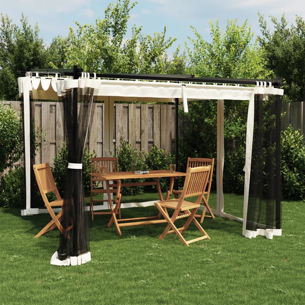 Pavėsinė su tinklelio sienelėmis, kreminės, 3x3m, plienas Pavėsinė su tinklelio sienelėmis, kreminės, 3x3m, plienas - Image 2