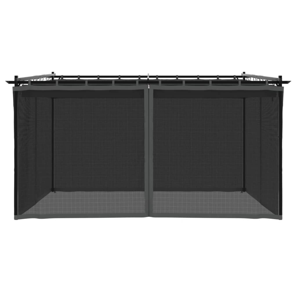 Pavėsinė su tinklinėmis sienelėmis, antracito, 4x3m, plienas Pavėsinė su tinklinėmis sienelėmis, antracito, 4x3m, plienas - Image 4