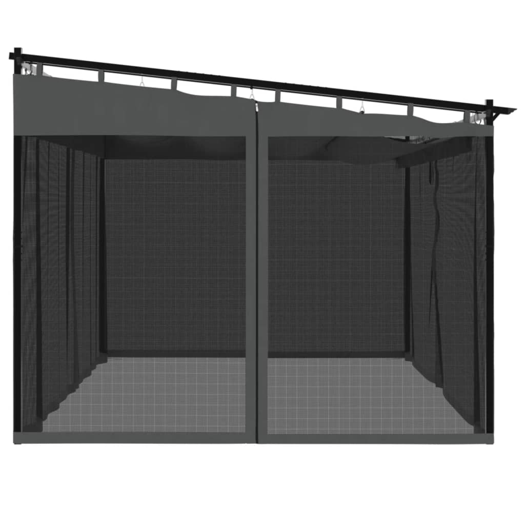 Pavėsinė su tinklinėmis sienelėmis, antracito, 4x3m, plienas Pavėsinė su tinklinėmis sienelėmis, antracito, 4x3m, plienas - Image 5