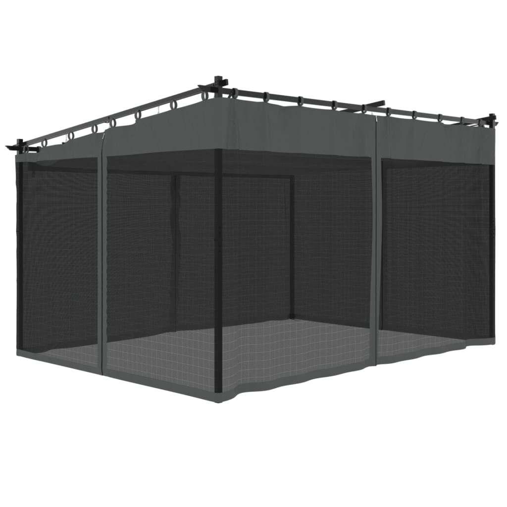 Pavėsinė su tinklinėmis sienelėmis, antracito, 4x3m, plienas Pavėsinė su tinklinėmis sienelėmis, antracito, 4x3m, plienas - Image 6