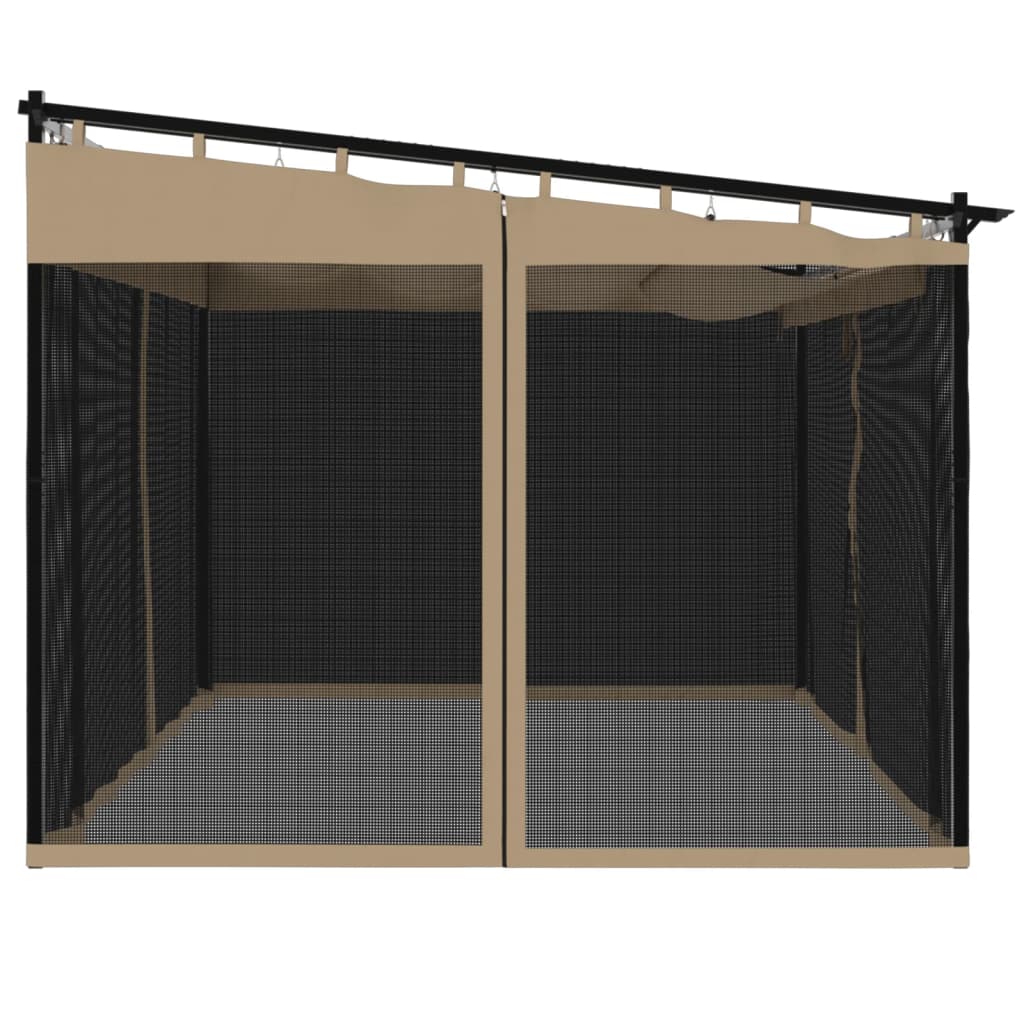 Pavėsinė su tinklinėmis sienelėmis, taupe, 4x3m, plienas Pavėsinė su tinklinėmis sienelėmis, taupe, 4x3m, plienas - Image 5