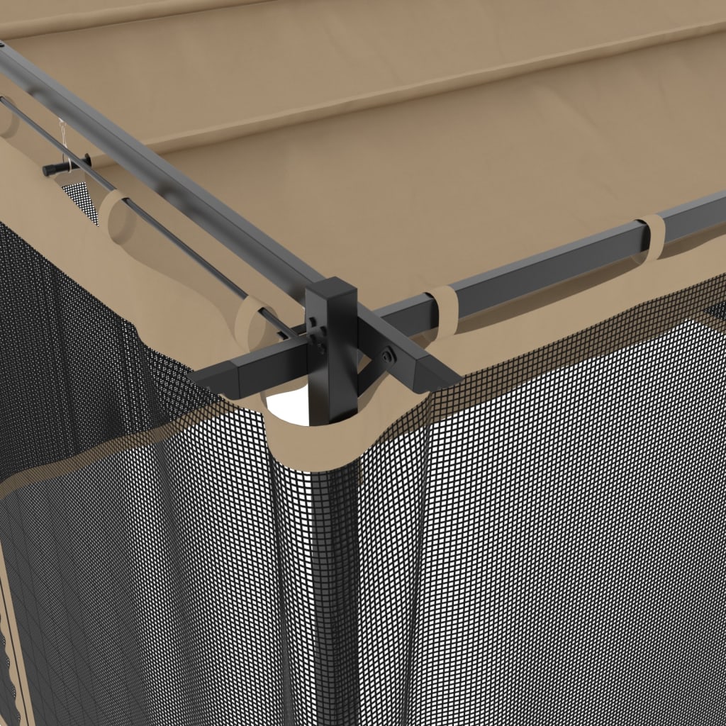 Pavėsinė su tinklinėmis sienelėmis, taupe, 4x3m, plienas Pavėsinė su tinklinėmis sienelėmis, taupe, 4x3m, plienas - Image 7
