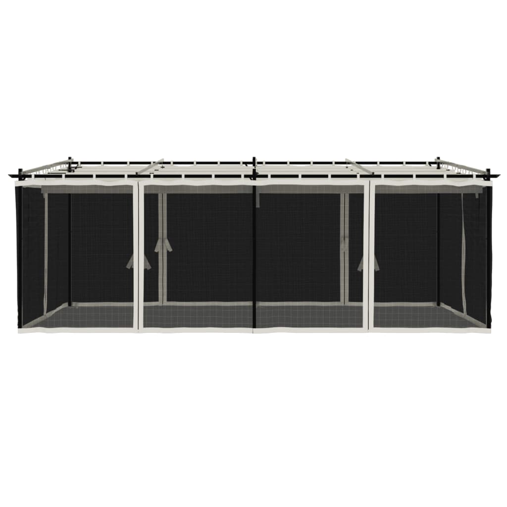 Pavėsinė su tinklelio sienelėmis, kreminė, 6x3m, plienas Pavėsinė su tinklelio sienelėmis, kreminė, 6x3m, plienas - Image 4