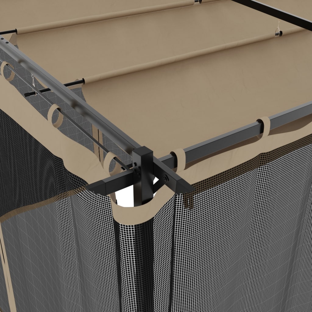 Pavėsinė su tinklinėmis sienelėmis, taupe, 6x3m, plienas Pavėsinė su tinklinėmis sienelėmis, taupe, 6x3m, plienas - Image 7