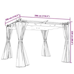 Pavėsinė su užuolaidomis, kreminės, 3x3m, plienas