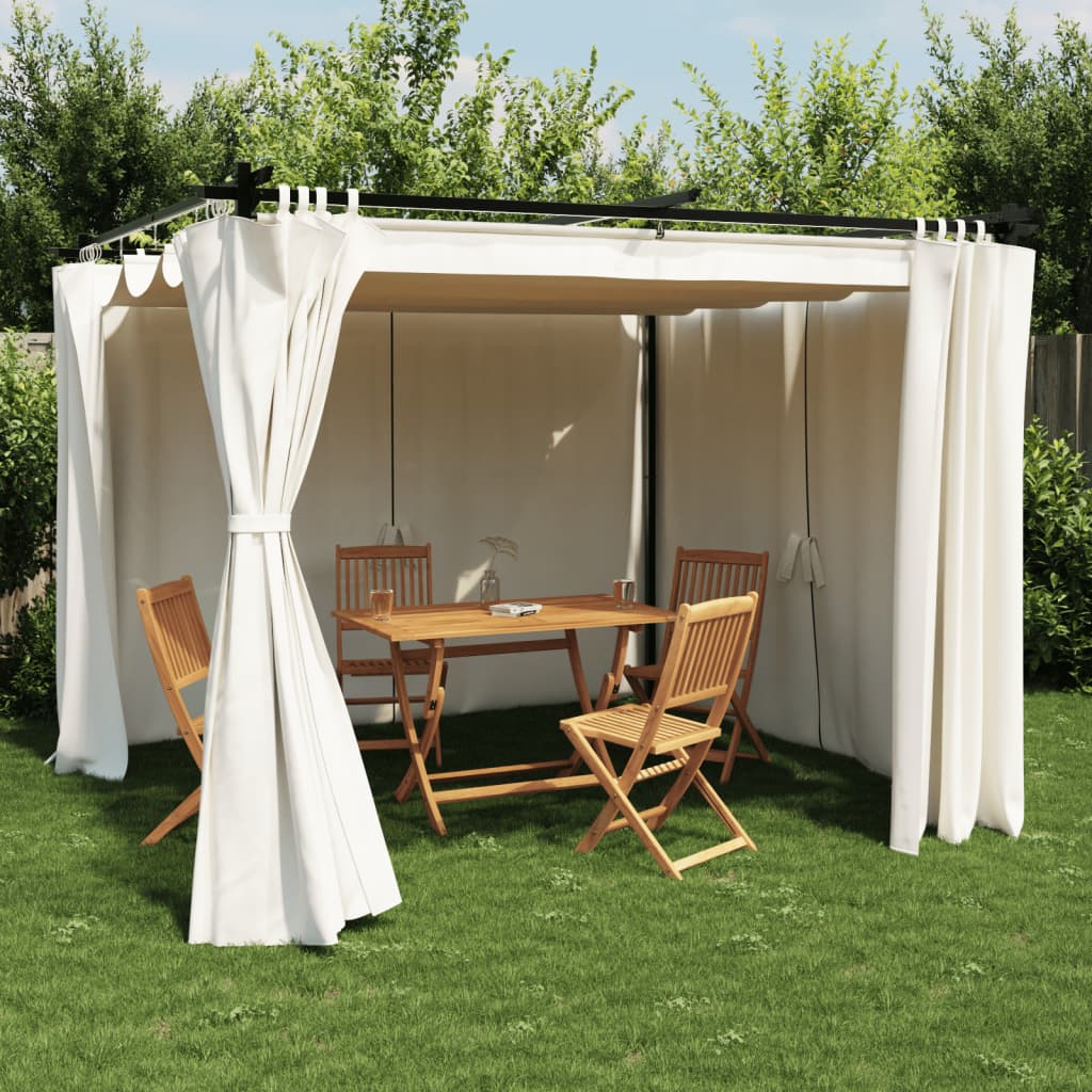 Pavėsinė su užuolaidomis, kreminės, 3x3m, plienas Pavėsinė su užuolaidomis, kreminės, 3x3m, plienas - Image 2