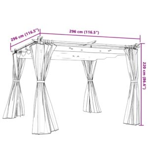 Pavėsinė su užuolaidomis, antracito, 3x3m, plienas