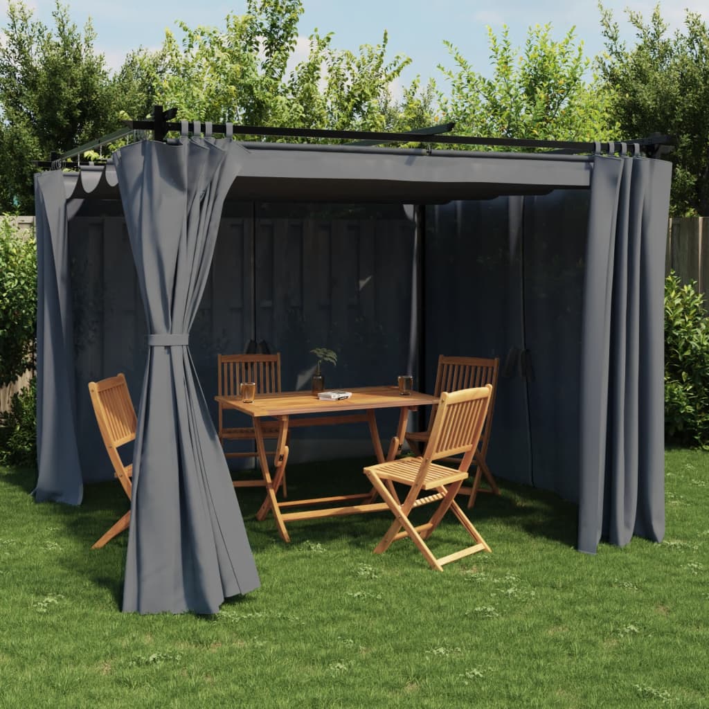Pavėsinė su užuolaidomis, antracito, 3x3m, plienas Pavėsinė su užuolaidomis, antracito, 3x3m, plienas - Image 2