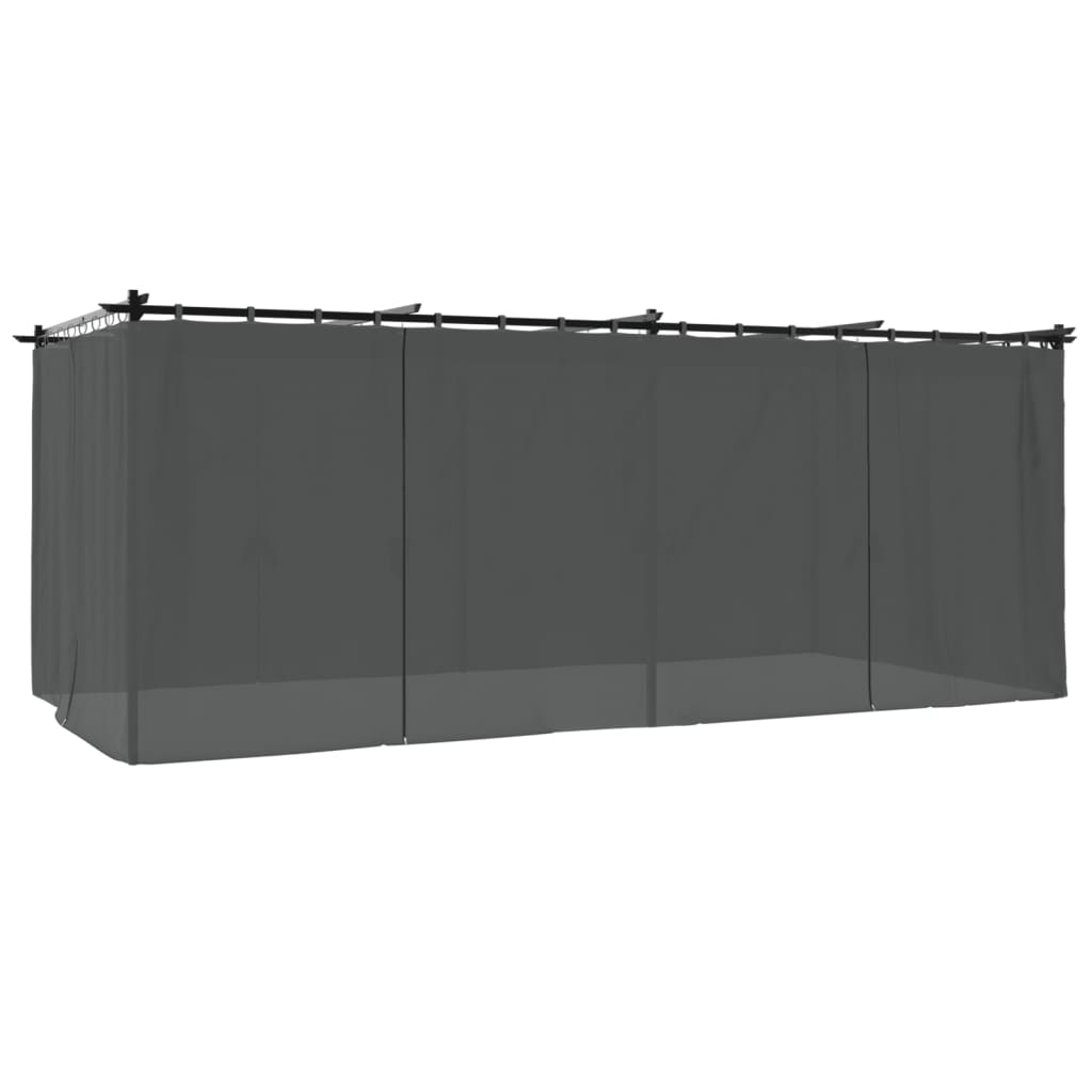 Pavėsinė su užuolaidomis, antracito spalvos, 6x3m, plienas Pavėsinė su užuolaidomis, antracito spalvos, 6x3m, plienas - Image 6