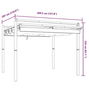 Sodo pavėsinė su ištraukiamu stogu, kreminės, 3x3m, aliuminis