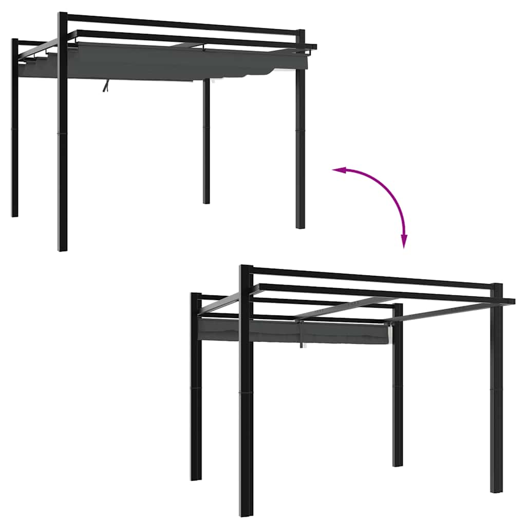 Sodo pavėsinė su ištraukiamu stogu, antracito, 3x3m, aliuminis Sodo pavėsinė su ištraukiamu stogu, antracito, 3x3m, aliuminis - Image 3