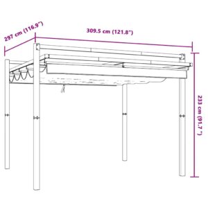 Sodo pavėsinė su ištraukiamu stogu, antracito, 3x3m, aliuminis