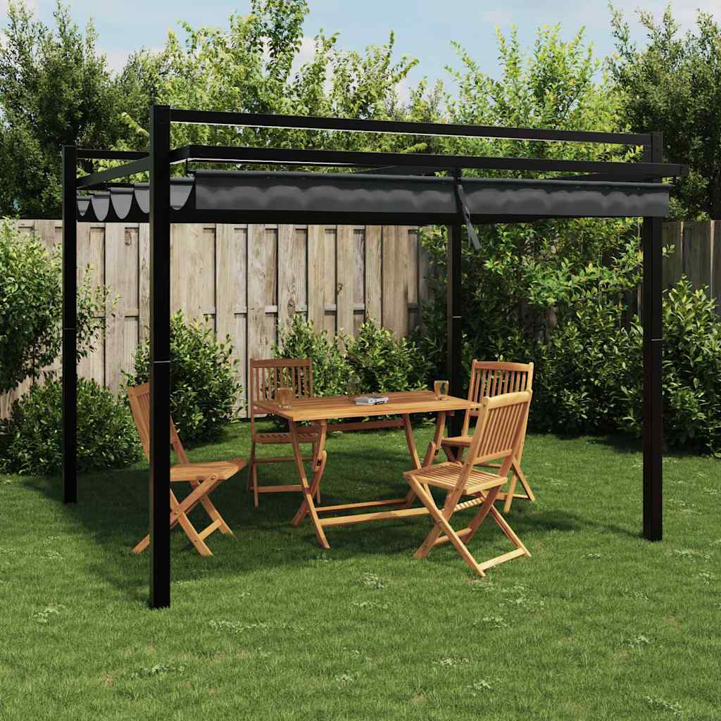 Sodo pavėsinė su ištraukiamu stogu, antracito, 3x3m, aliuminis Sodo pavėsinė su ištraukiamu stogu, antracito, 3x3m, aliuminis - Image 2