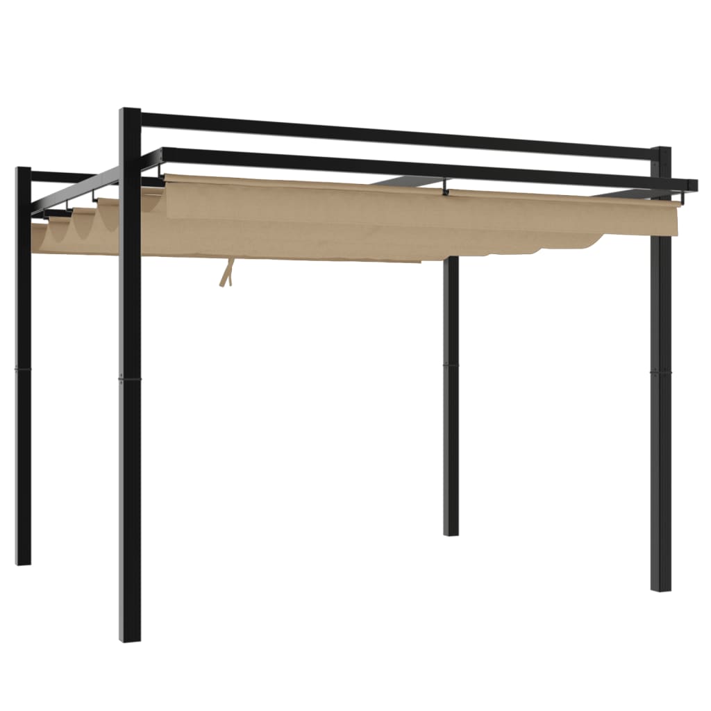 Sodo pavėsinė su ištraukiamu stogu, taupe, 3x3m, aliuminis Sodo pavėsinė su ištraukiamu stogu, taupe, 3x3m, aliuminis - Image 6
