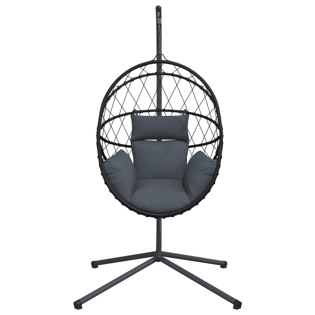 Kabantis kiaušinio formos krėslas, antracito, ratanas/plienas Kabantis kiaušinio formos krėslas, antracito, ratanas/plienas - Image 4
