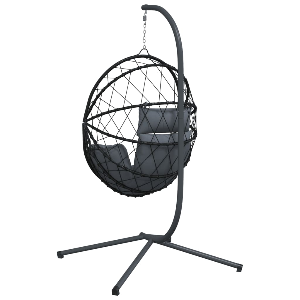 Kabantis kiaušinio formos krėslas, antracito, ratanas/plienas Kabantis kiaušinio formos krėslas, antracito, ratanas/plienas - Image 6