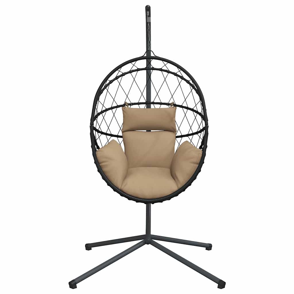 Kabantis kiaušinio formos krėslas, taupe, ratanas/plienas Kabantis kiaušinio formos krėslas, taupe, ratanas/plienas - Image 4