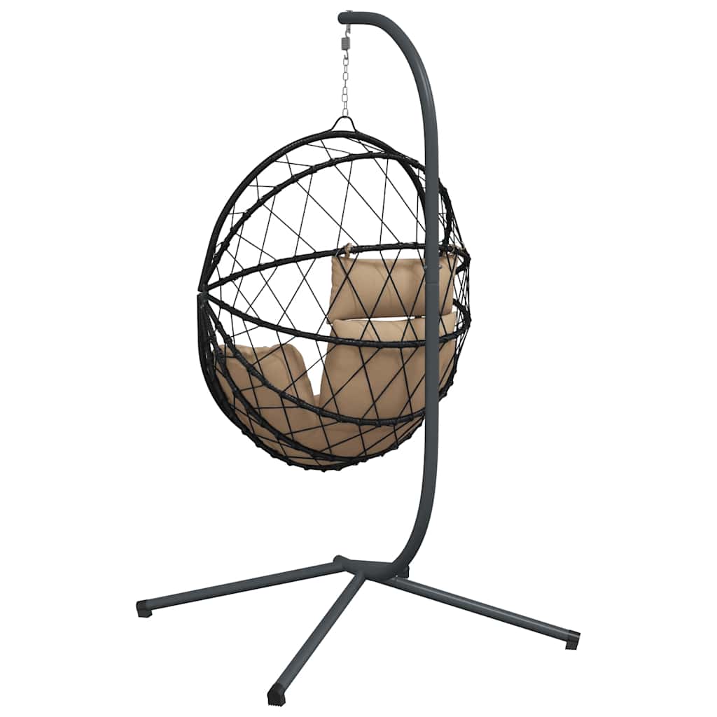 Kabantis kiaušinio formos krėslas, taupe, ratanas/plienas Kabantis kiaušinio formos krėslas, taupe, ratanas/plienas - Image 6