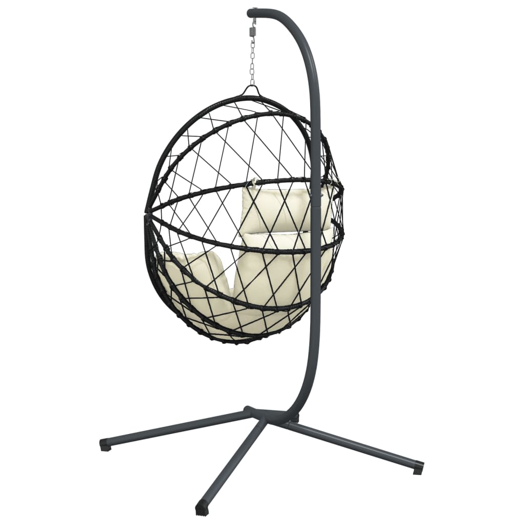 Kabantis kiaušinio formos krėslas, smėlio, ratanas ir plienas Kabantis kiaušinio formos krėslas, smėlio, ratanas ir plienas - Image 6
