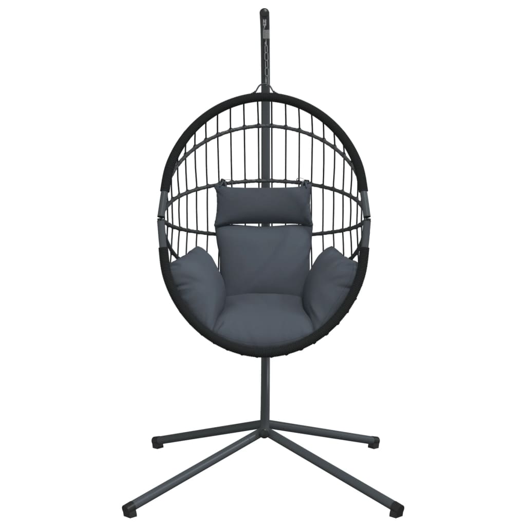 Kabantis kiaušinio formos krėslas, antracito, ratanas/plienas Kabantis kiaušinio formos krėslas, antracito, ratanas/plienas - Image 4