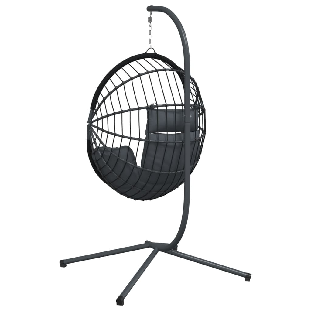 Kabantis kiaušinio formos krėslas, antracito, ratanas/plienas Kabantis kiaušinio formos krėslas, antracito, ratanas/plienas - Image 6