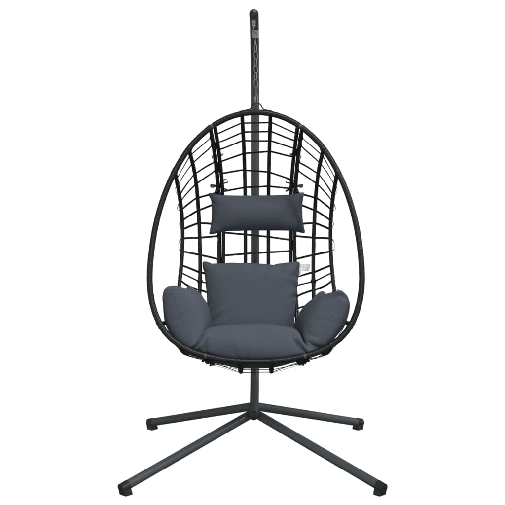 Kabantis kiaušinio formos krėslas, antracito, ratanas/plienas Kabantis kiaušinio formos krėslas, antracito, ratanas/plienas - Image 4
