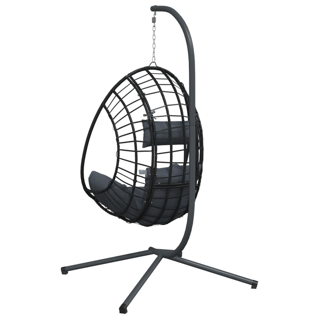 Kabantis kiaušinio formos krėslas, antracito, ratanas/plienas Kabantis kiaušinio formos krėslas, antracito, ratanas/plienas - Image 6