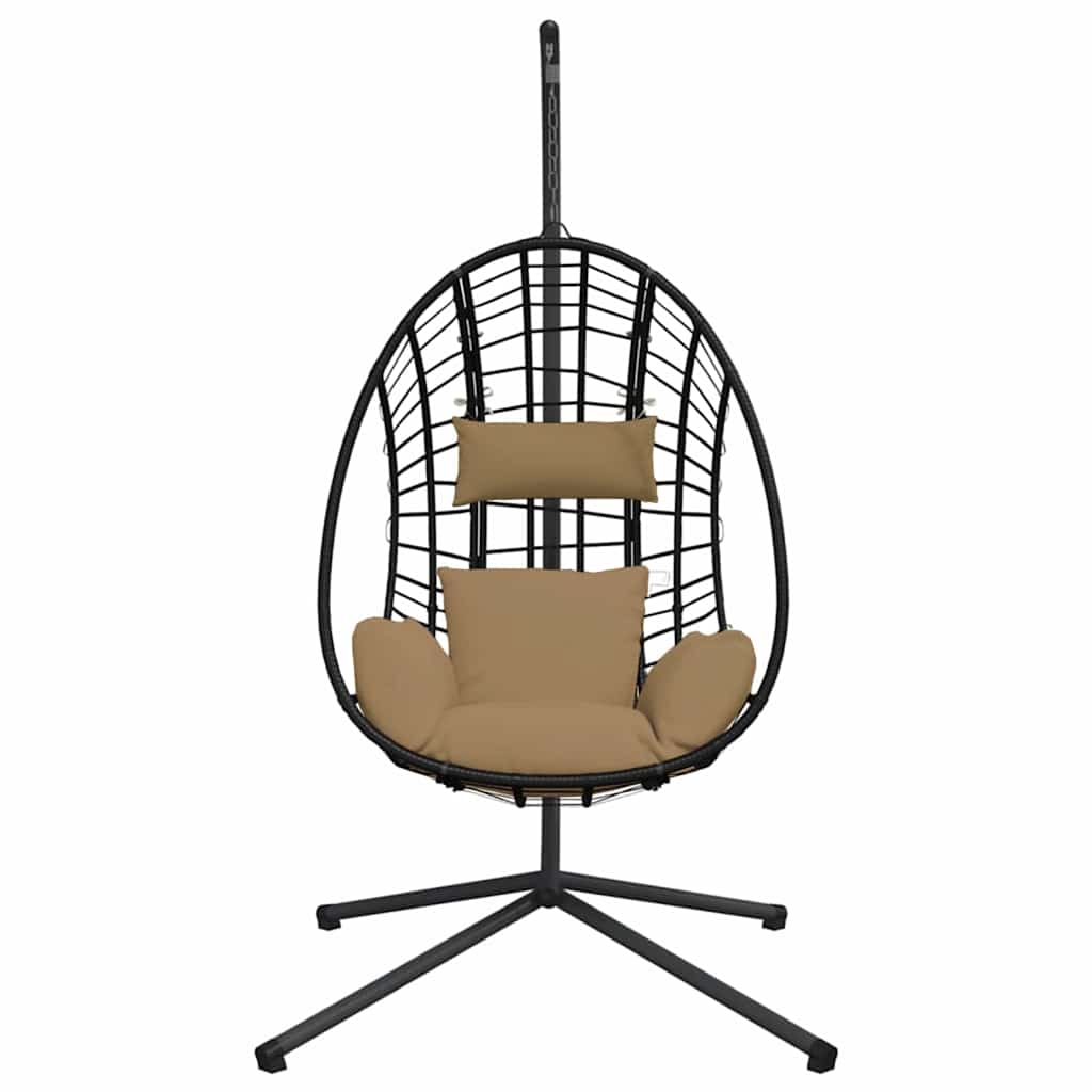 Kabantis kiaušinio formos krėslas, taupe, ratanas/plienas Kabantis kiaušinio formos krėslas, taupe, ratanas/plienas - Image 4