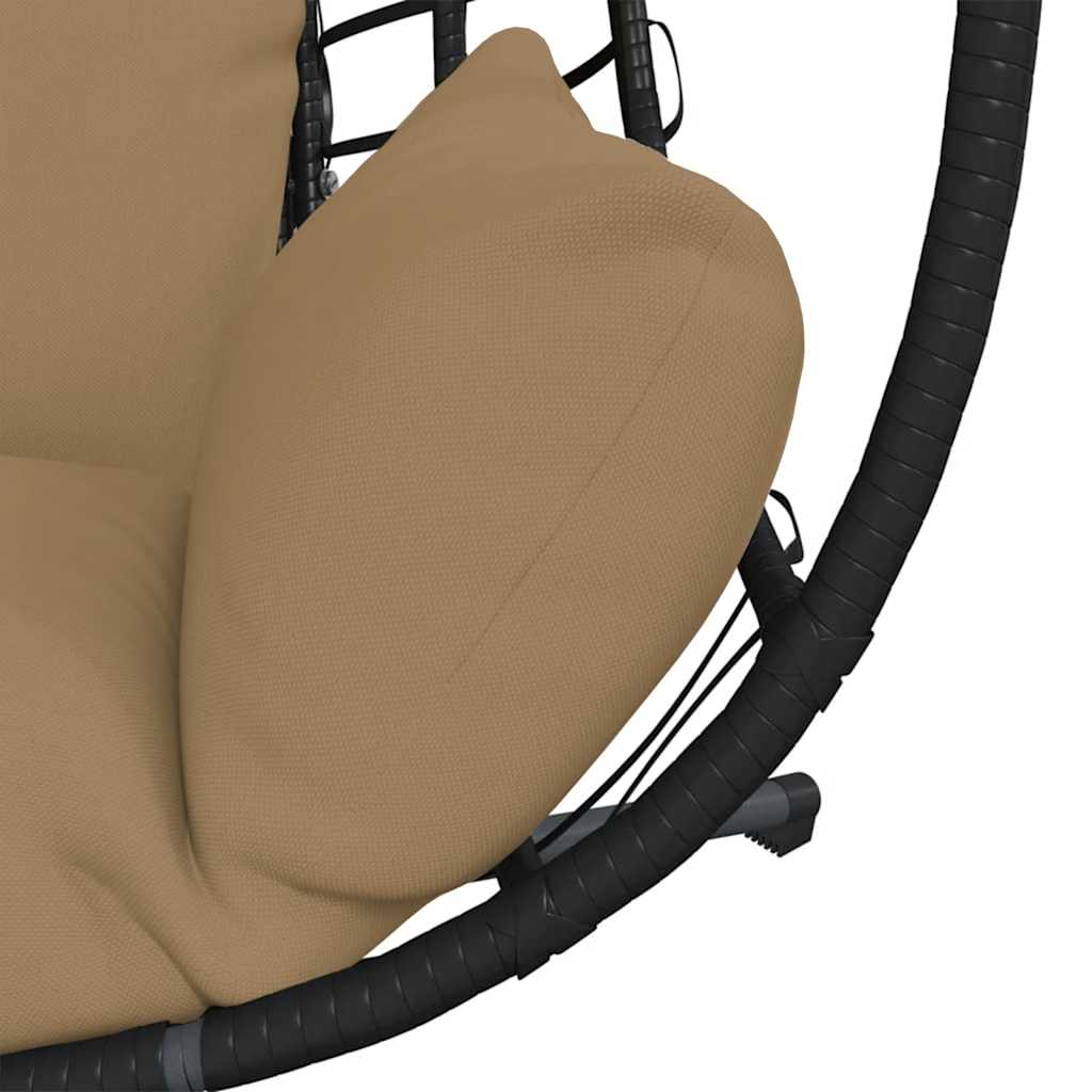 Kabantis kiaušinio formos krėslas, taupe, ratanas/plienas Kabantis kiaušinio formos krėslas, taupe, ratanas/plienas - Image 7