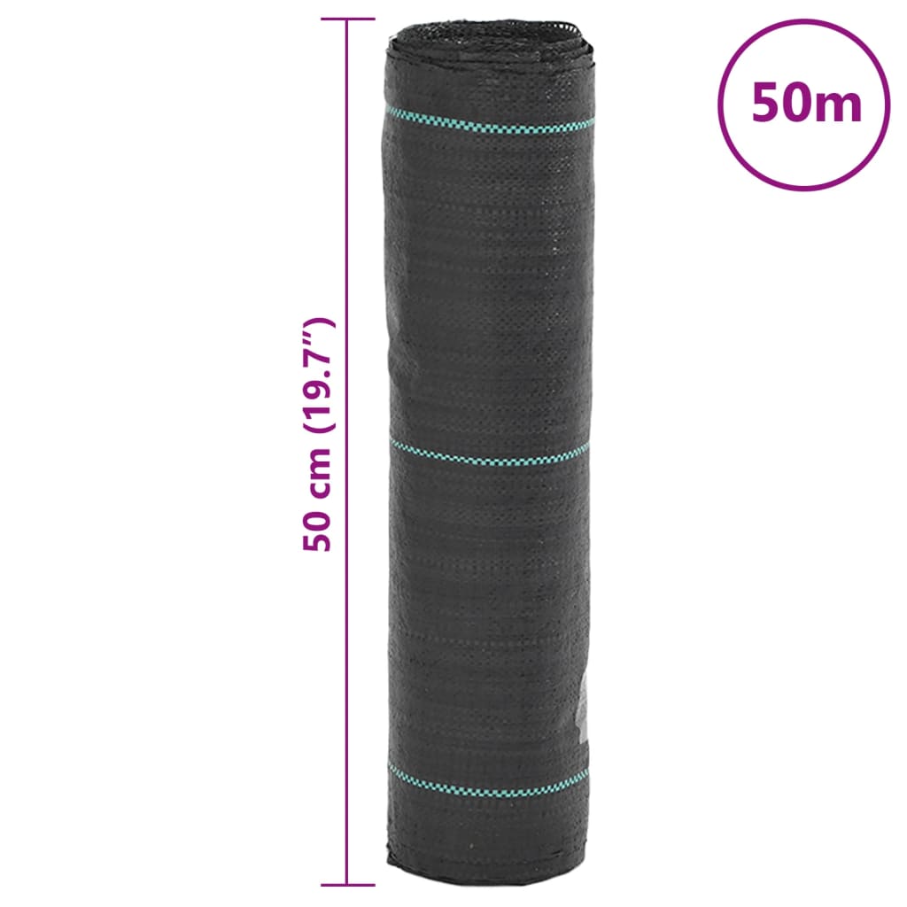 Piktžolių membrana, juoda, 0,5×50 m, PP Piktžolių membrana, juoda, 0,5x50 m, PP