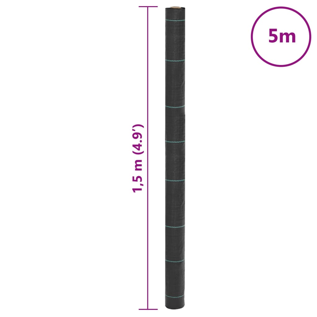 Piktžolių membrana, juoda, 1,5×5 m, PP Piktžolių membrana, juoda, 1,5x5 m, PP