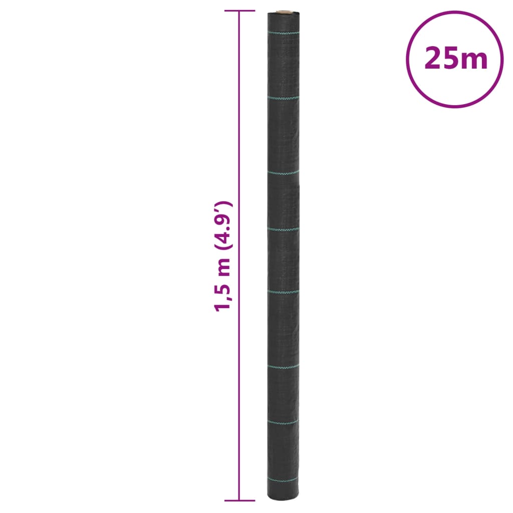 Membrana nuo piktžolių, juodos spalvos, 1,5x25m, PP Membrana nuo piktžolių, juodos spalvos, 1,5x25m, PP