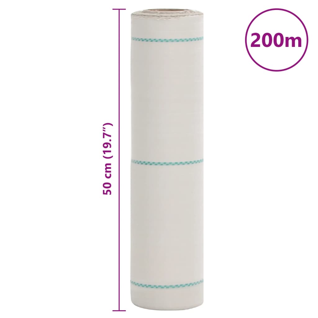 Membrana nuo piktžolių, baltos spalvos, 0,5x200m, PP Membrana nuo piktžolių, baltos spalvos, 0,5x200m, PP