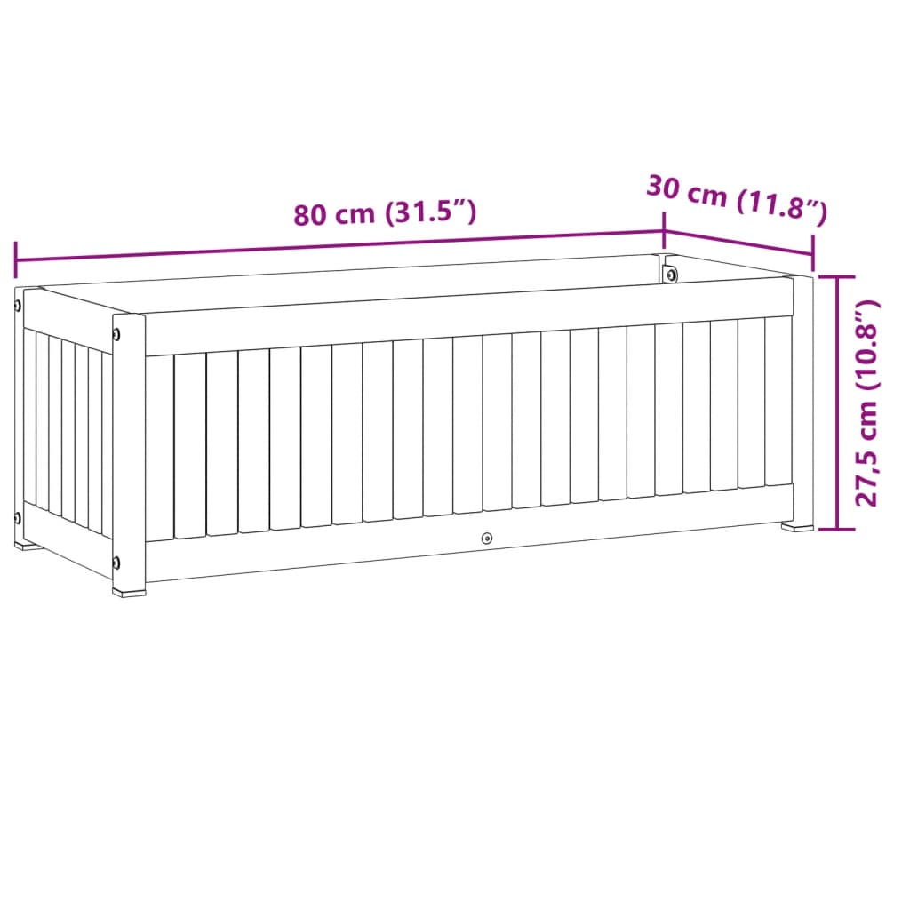 Sodo lovelis, 80x30x27,5cm, akacijos medienos masyvas/plienas Sodo lovelis, 80x30x27,5cm, akacijos medienos masyvas/plienas