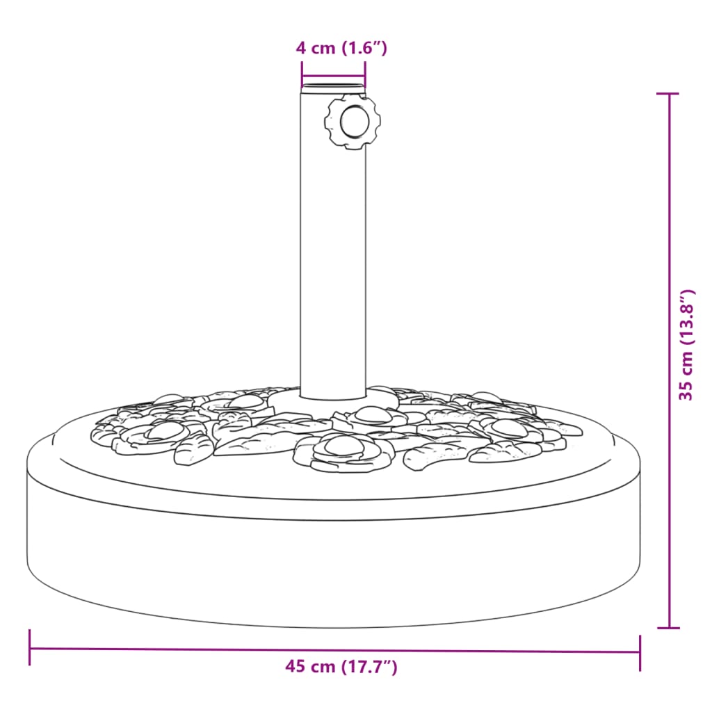 Skėčio nuo saulės pagrindas 38/48mm skersmens stulpams, 25kg Skėčio nuo saulės pagrindas 38/48mm skersmens stulpams, 25kg