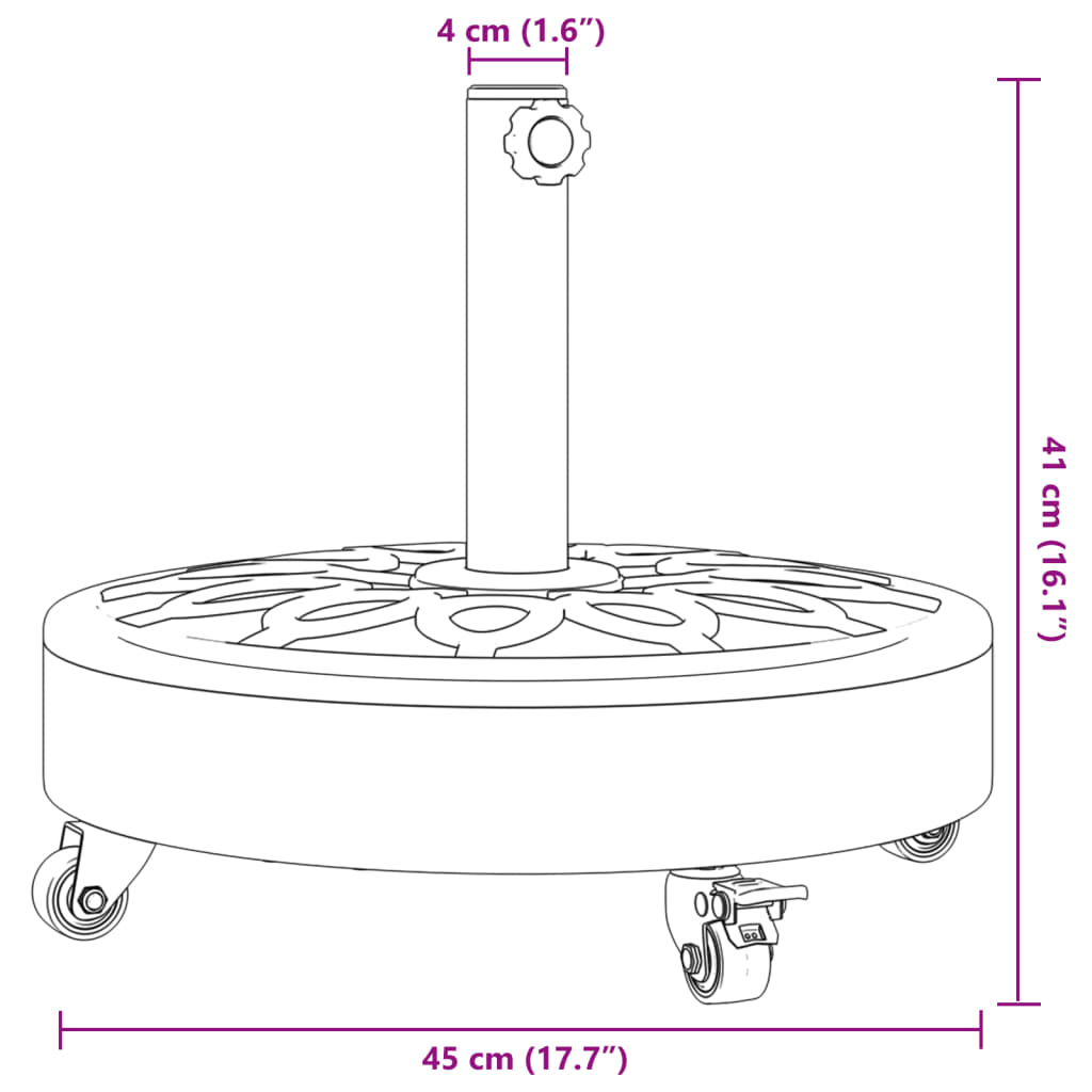 Skėčio nuo saulės pagrindas su ratukais 38/48mm stulpams, 27kg Skėčio nuo saulės pagrindas su ratukais 38/48mm stulpams, 27kg